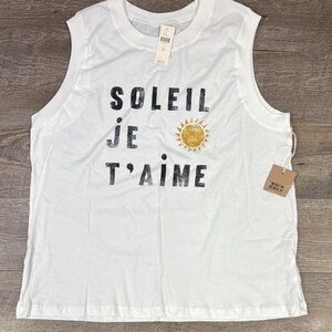 Anthropologie Back When “Soleil Je T’aime” Graphic Tank Women’s XL White NWT